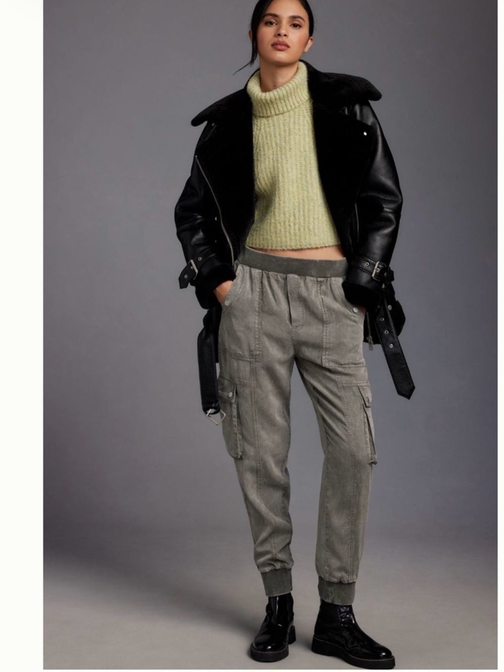 Anthropologie Olive Cargo Joggers with Utility Pockets